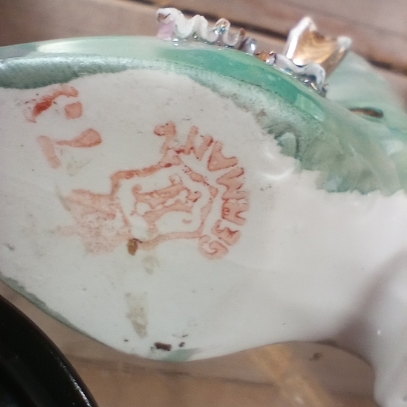 Vintage Ornate Design Bone China Shoe Made in Germany Green Pearlized. - Picture 8 of 11